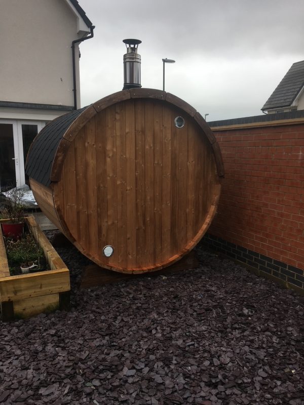 Outdoor Wooden Barrel Sauna rear