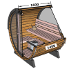 Terrace Sauna 160 front glass wall + half-moon glass - Image 2