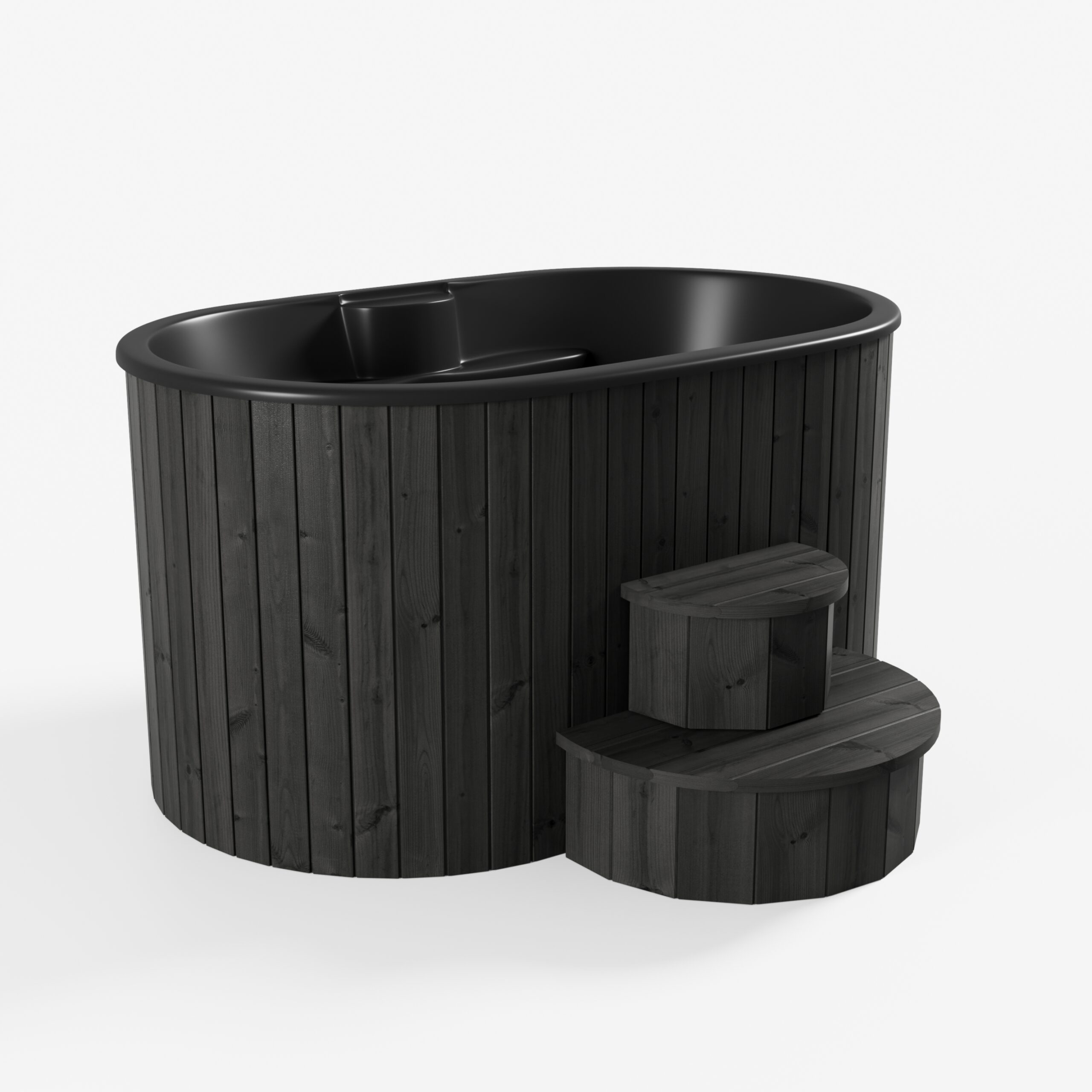 Cold Tub OFURO with black thermowood cladding and black fibreglass insert